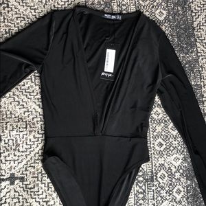 Nasty Gal truth V known plunging bodysuit black
